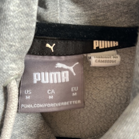 Puma gray hoodie with black letters/logo, size M - Picture 6 of 7